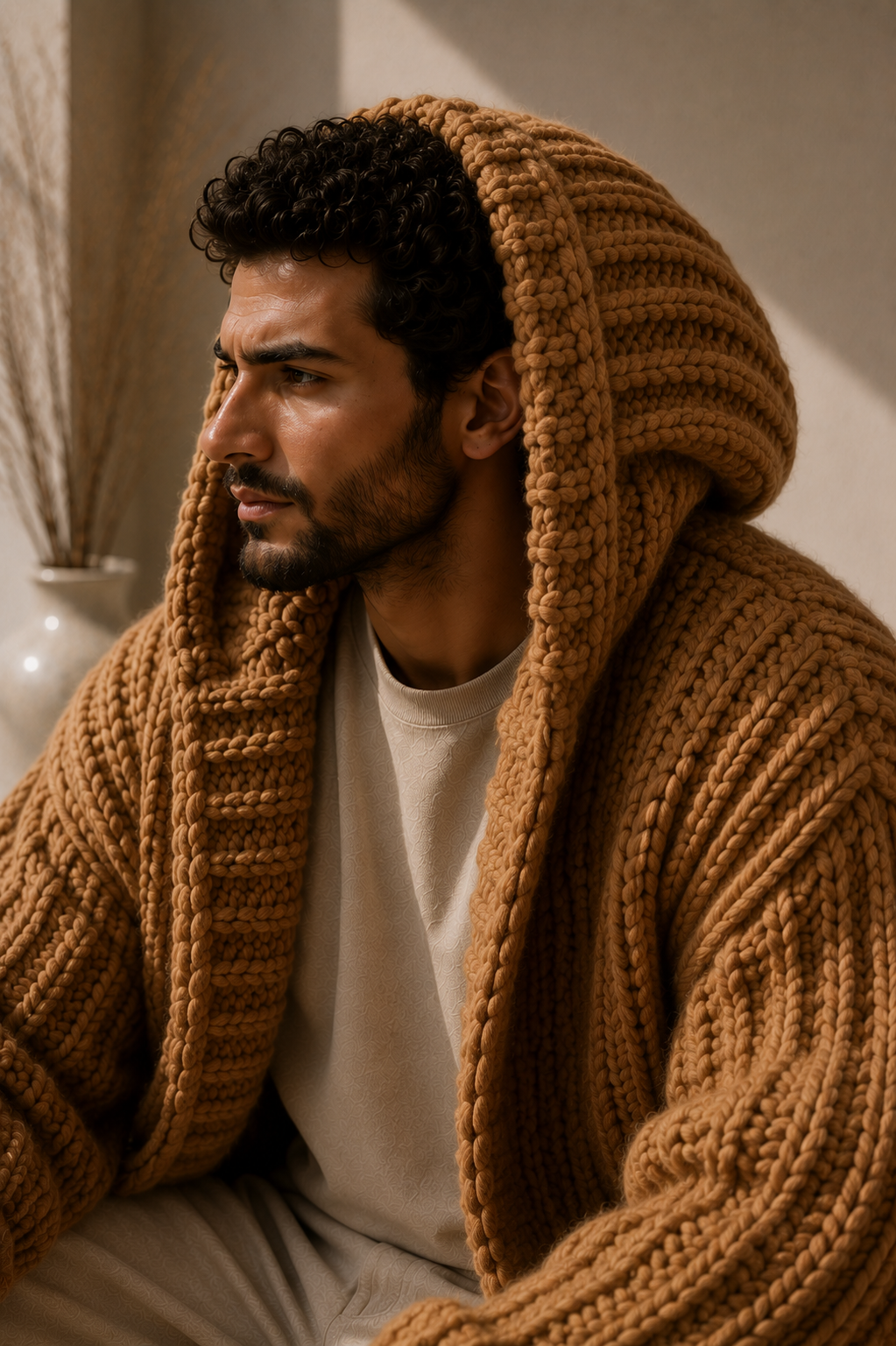 The Hudson Hooded Oat Milk
Handmade Cardigan