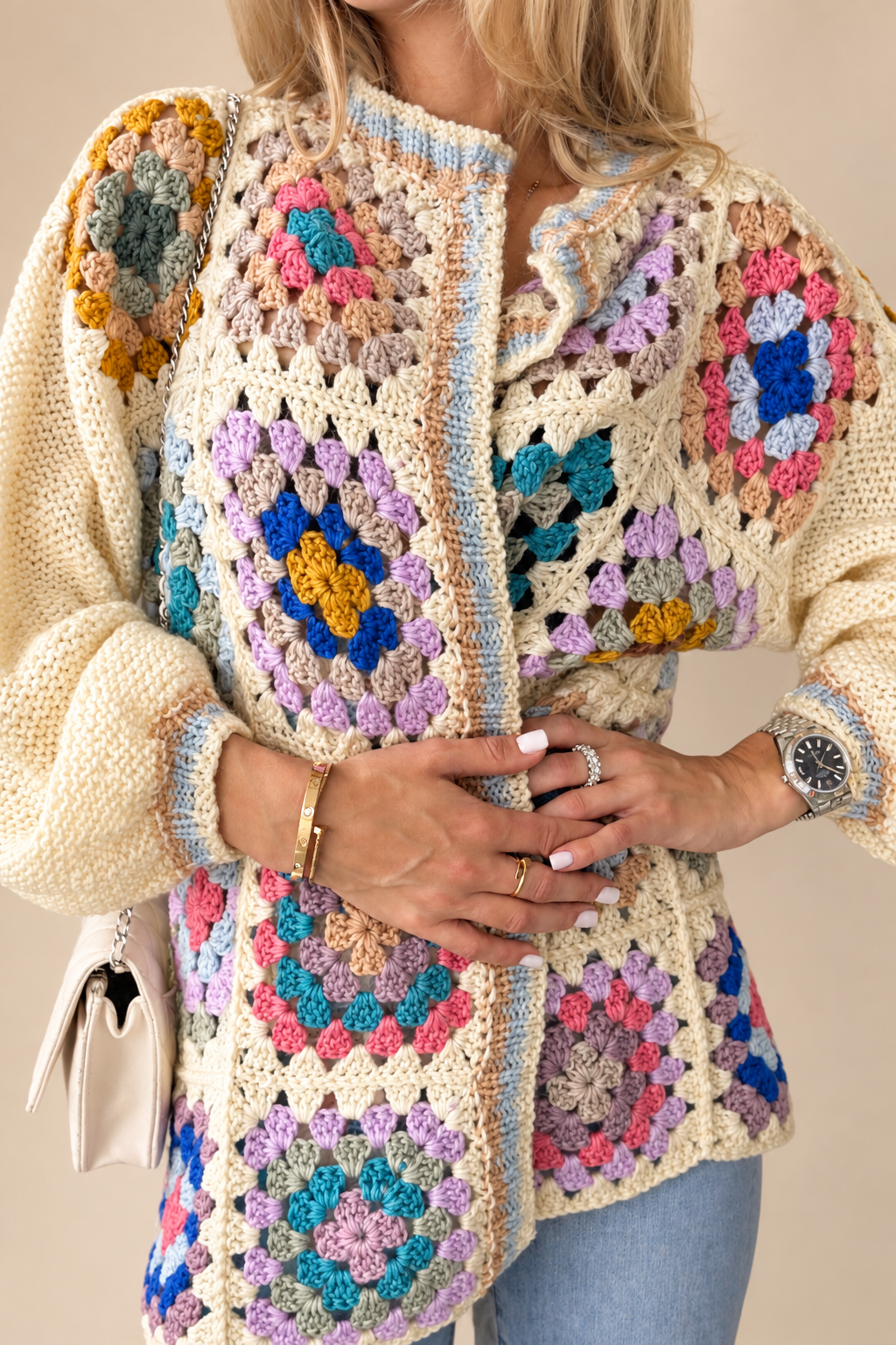 Handmade Granny Square Mohair Cardigan