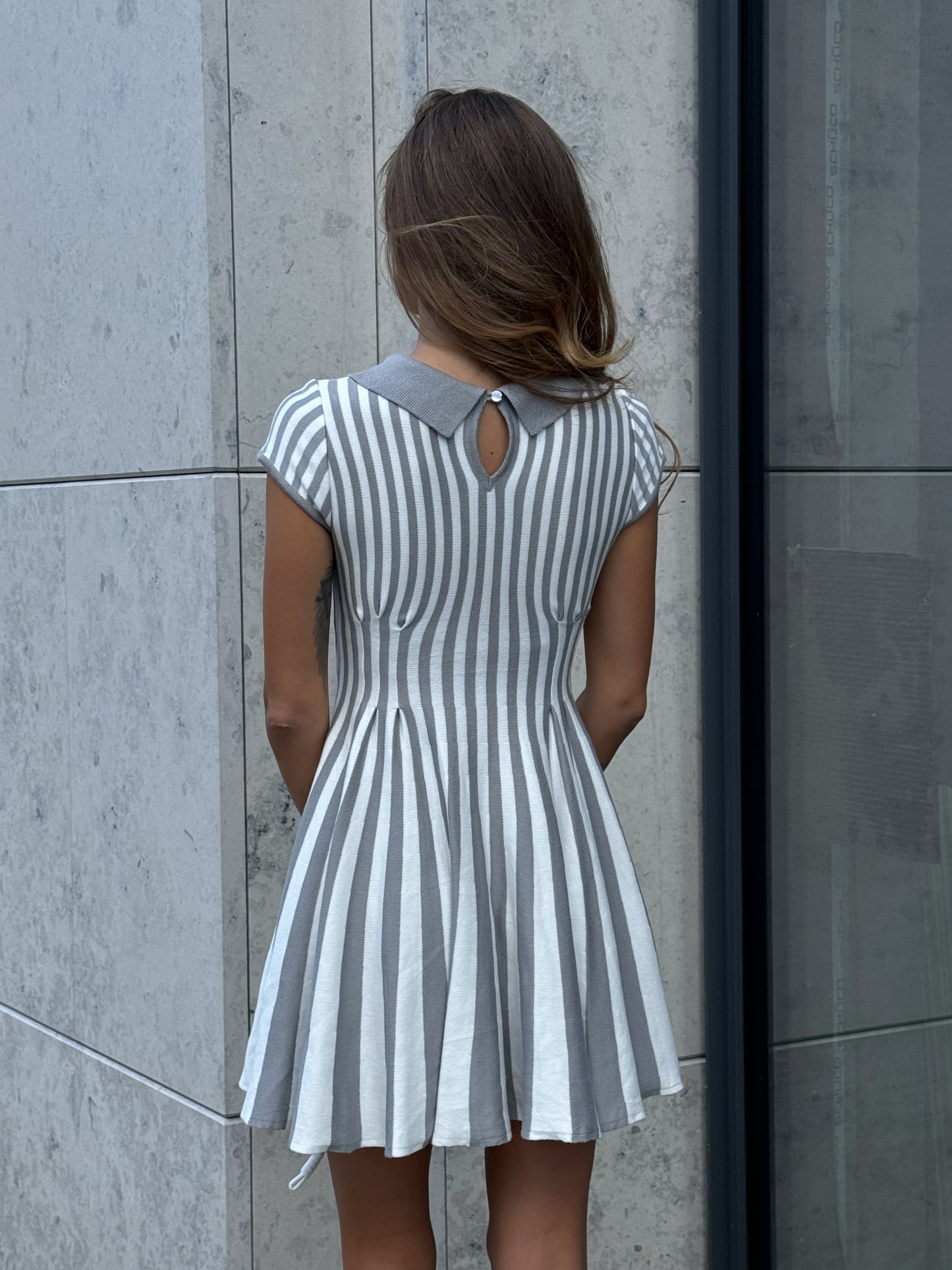 Retro Striped Cotton Mini Dress – | 100% Cotton | Modern Vintage Charm