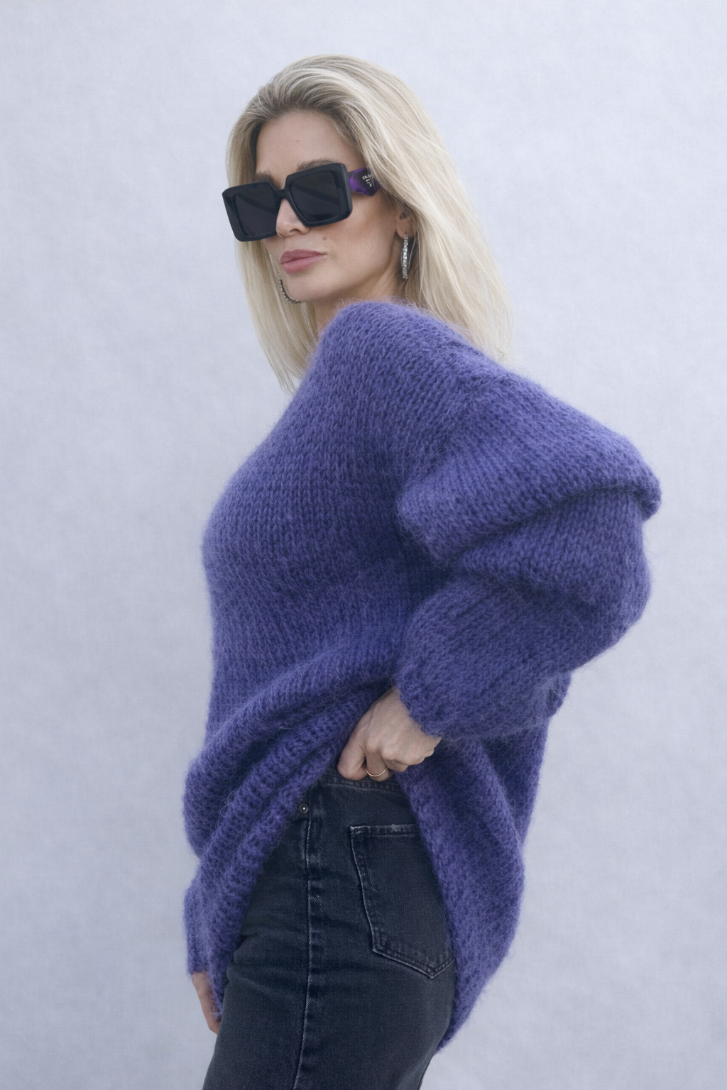 Blue Mohair Oversized Sweater