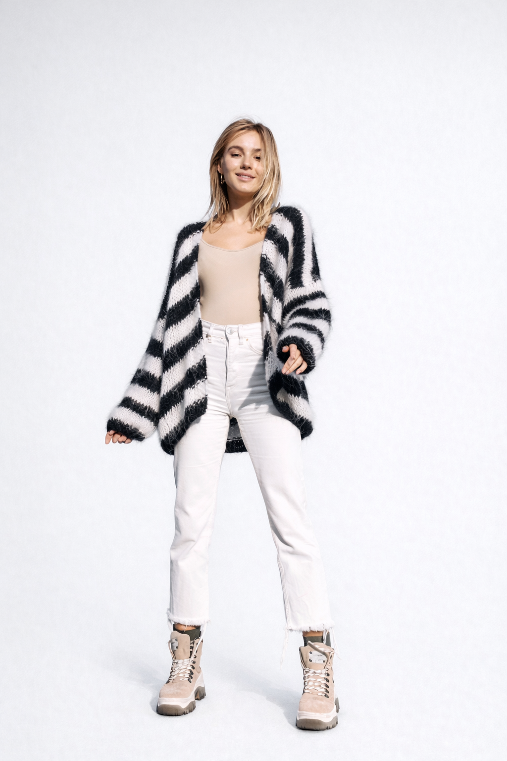 Stripe Mohair Cardigan – Cozy Luxury for Everyday Chic