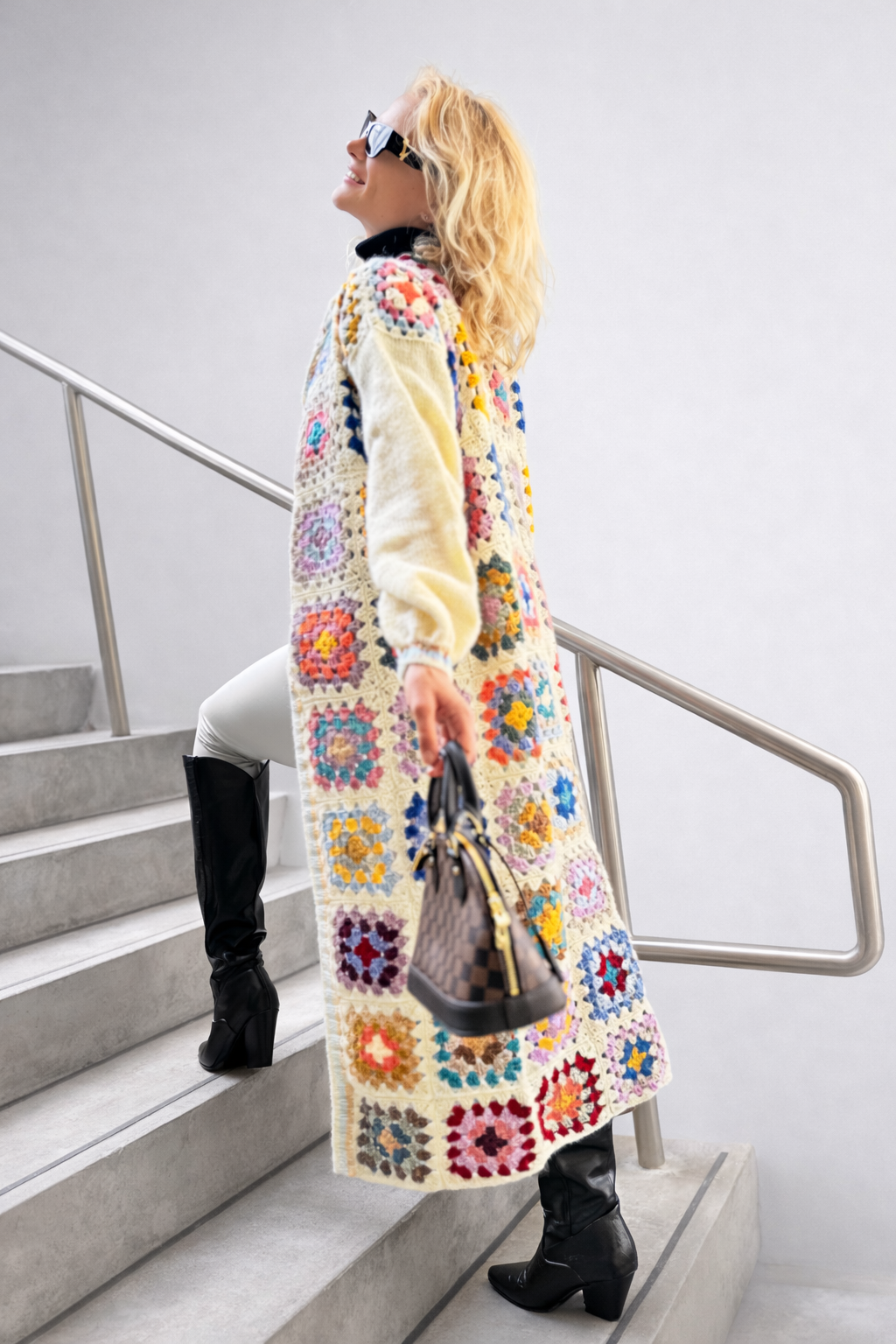 Granny Square Handmade Wool Cardigan