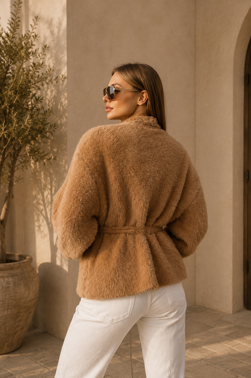 Elara Teddy Jacket - Desert Camel