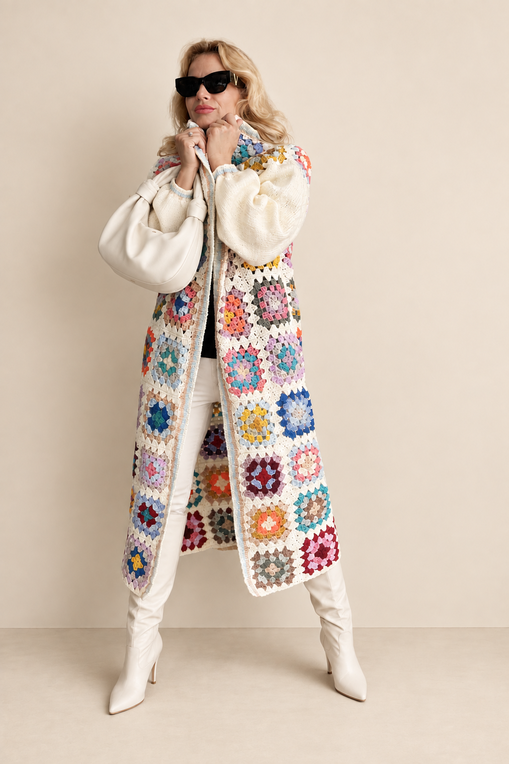 Grandma Square Wool Cardigan