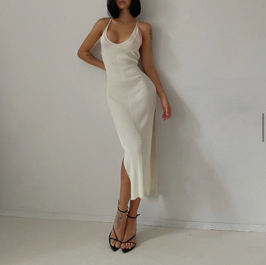 Open-Back Casual Knit Dress in Premium Viscose