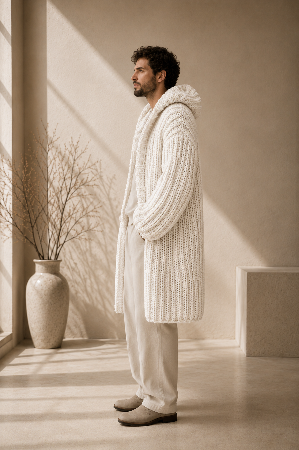 The Fifth Avenue Ivory Cloud Handmade Luxury Maxi Cardigan