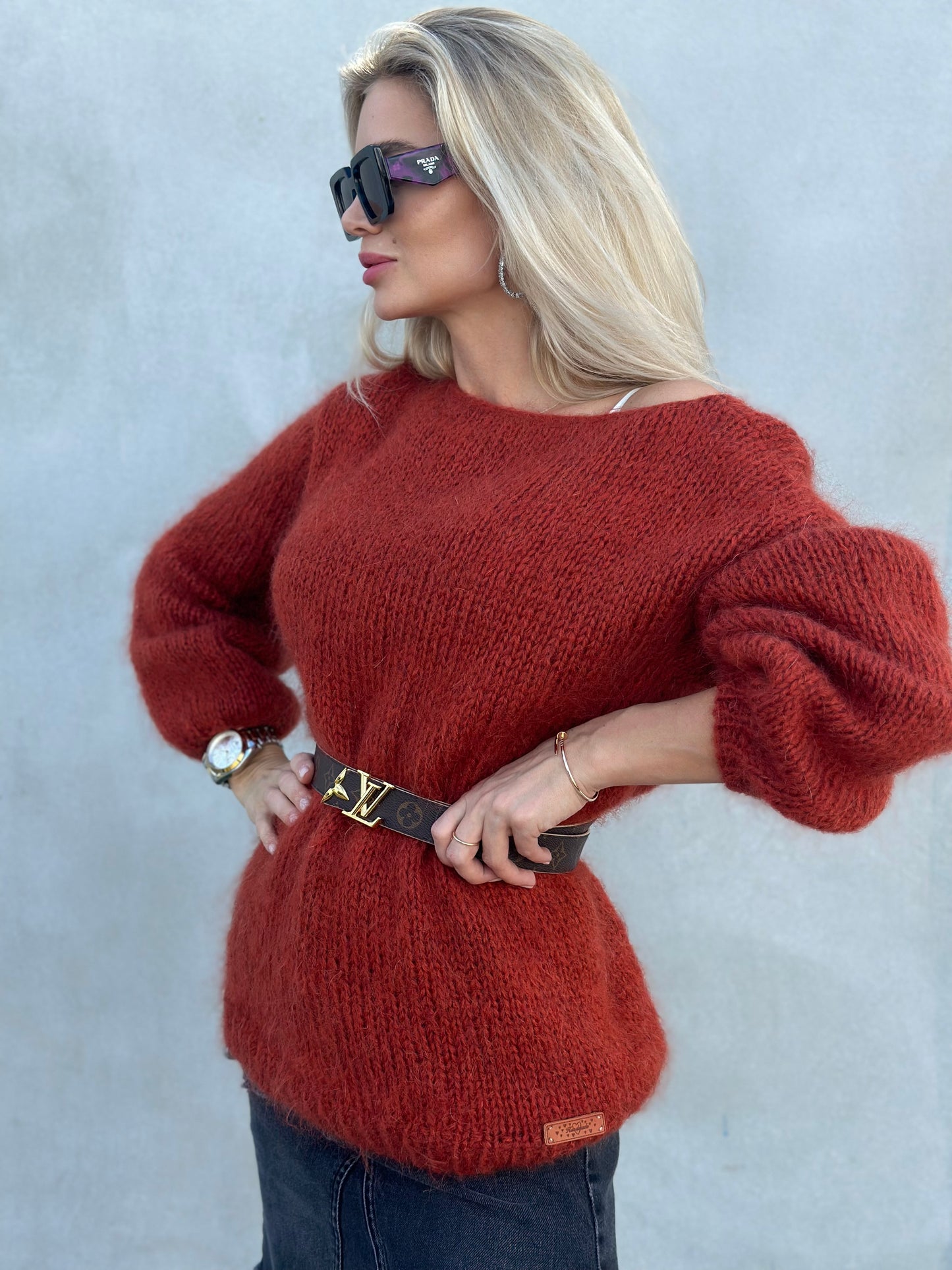 Women Sweater Mohair. Oversized Mohair Pullover. Hand Knitted Trendy Sweater