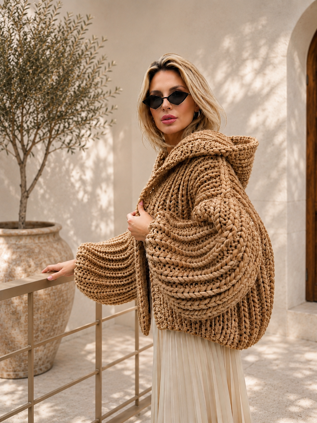 Asti Hooded Cardigan - Caramel