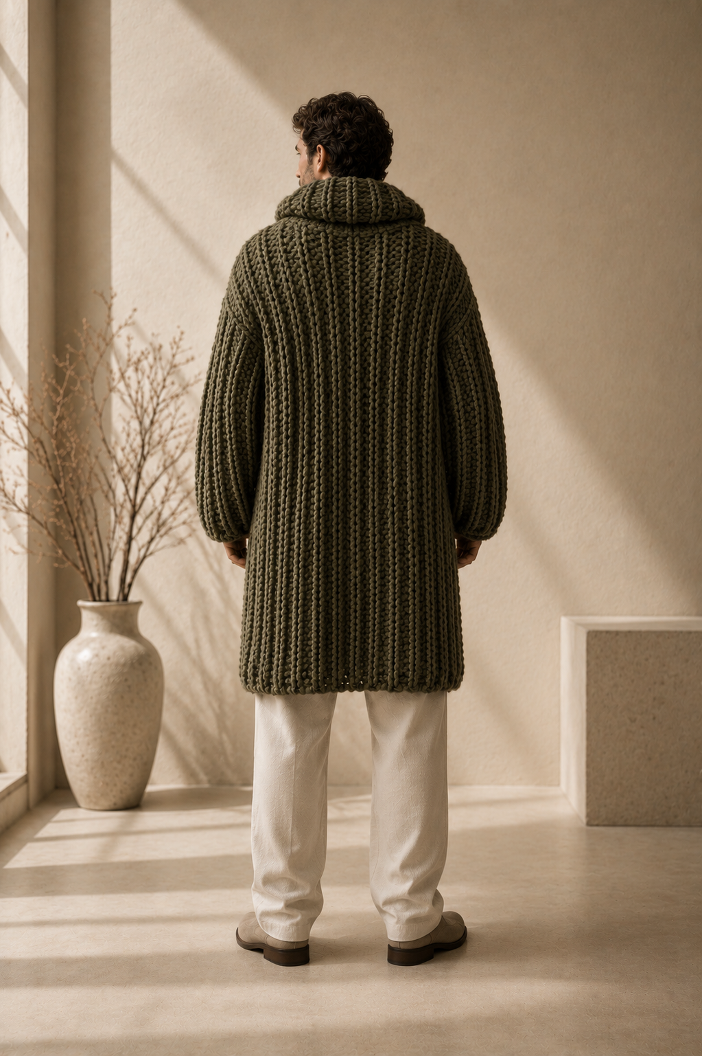 The Fifth Avenue Moss Olive
Handmade Luxury Maxi Cardigan