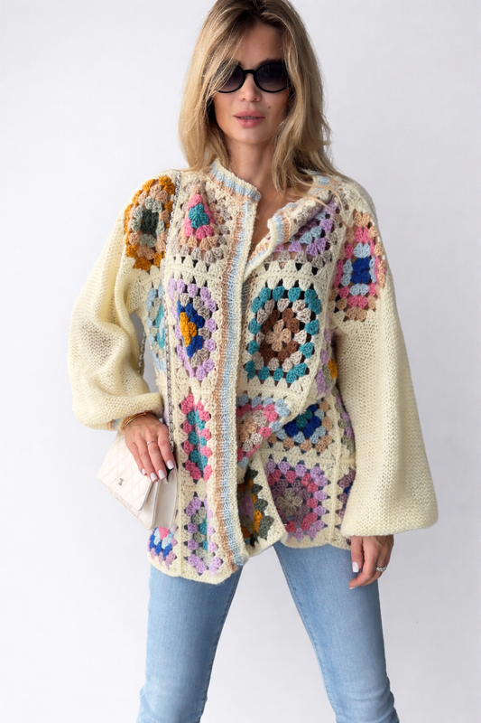 Trendy Grandma Square Style Women Cardigan