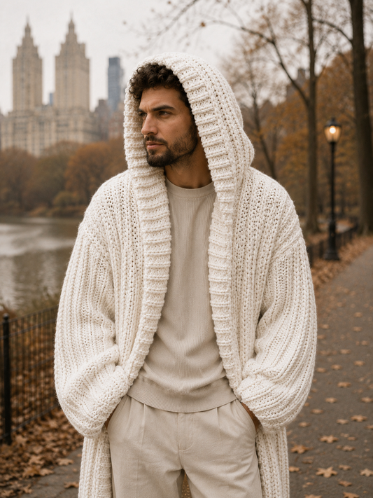 The Fifth Avenue Ivory Cloud Handmade Luxury Maxi Cardigan
