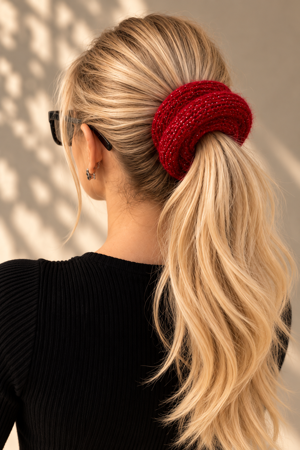 Handcrafted Alpaca Yarn Hair Scrunchie - Red Wine
