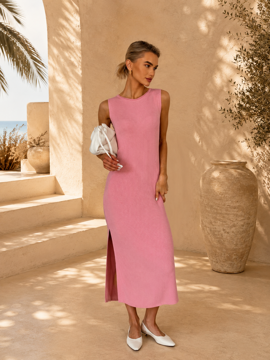 Mykonos Knit Dress - Pink Sunset