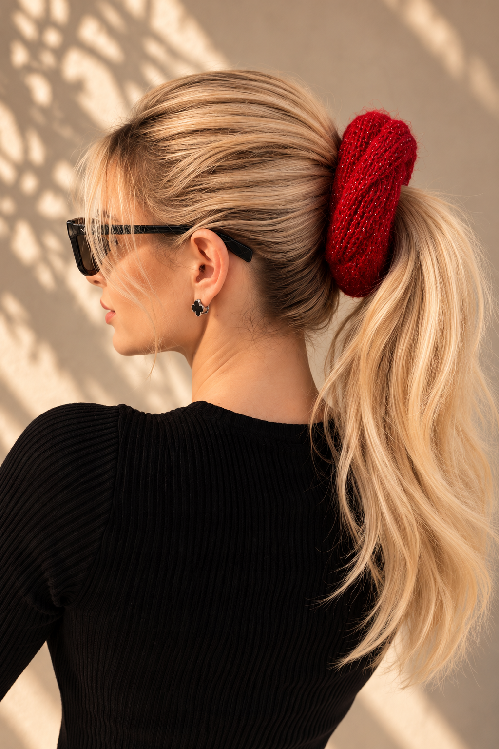 Handcrafted Alpaca Yarn Hair Scrunchie - Red Wine