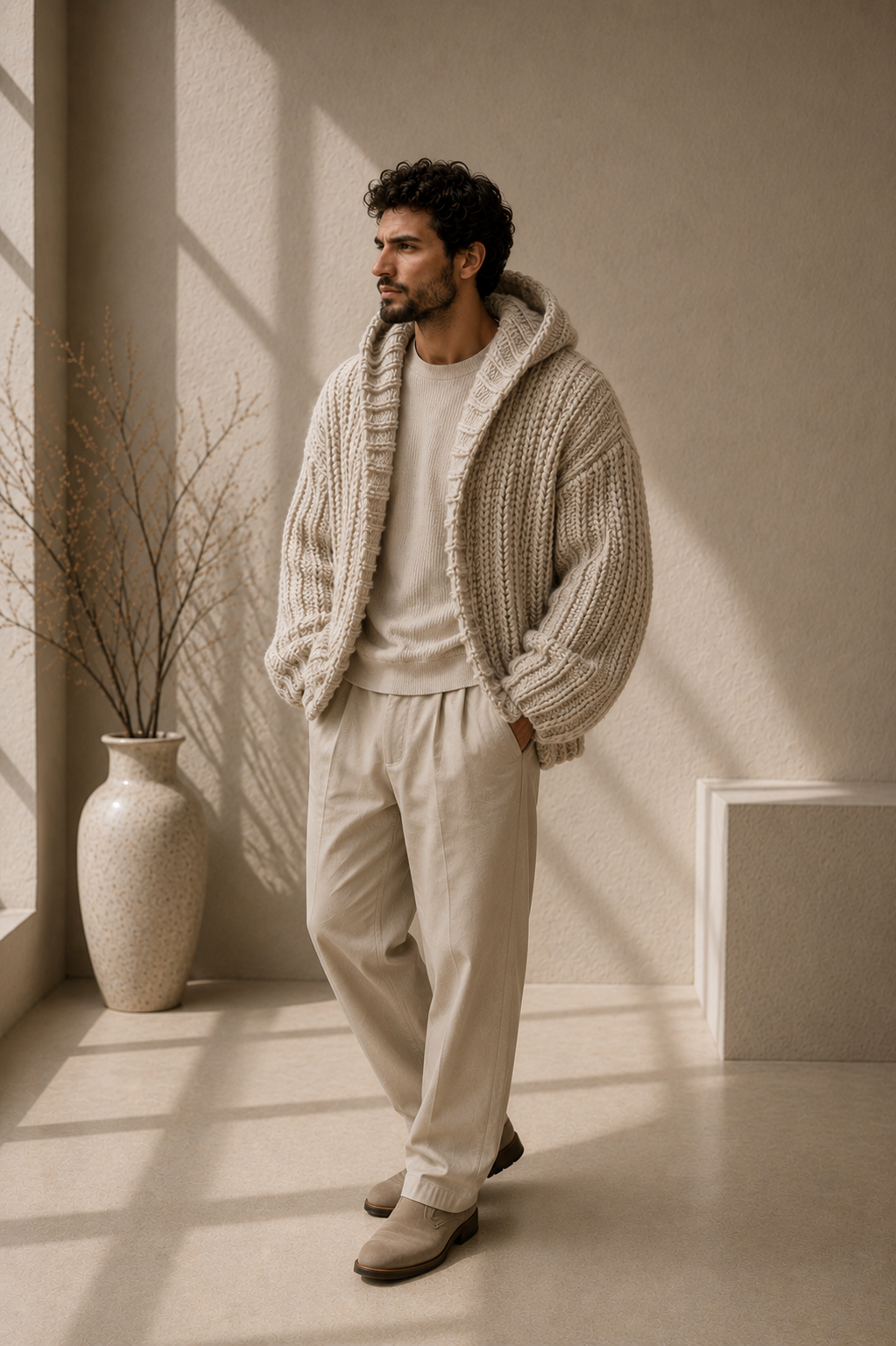 The Hudson Hooded Oat Milk
Handmade Cardigan