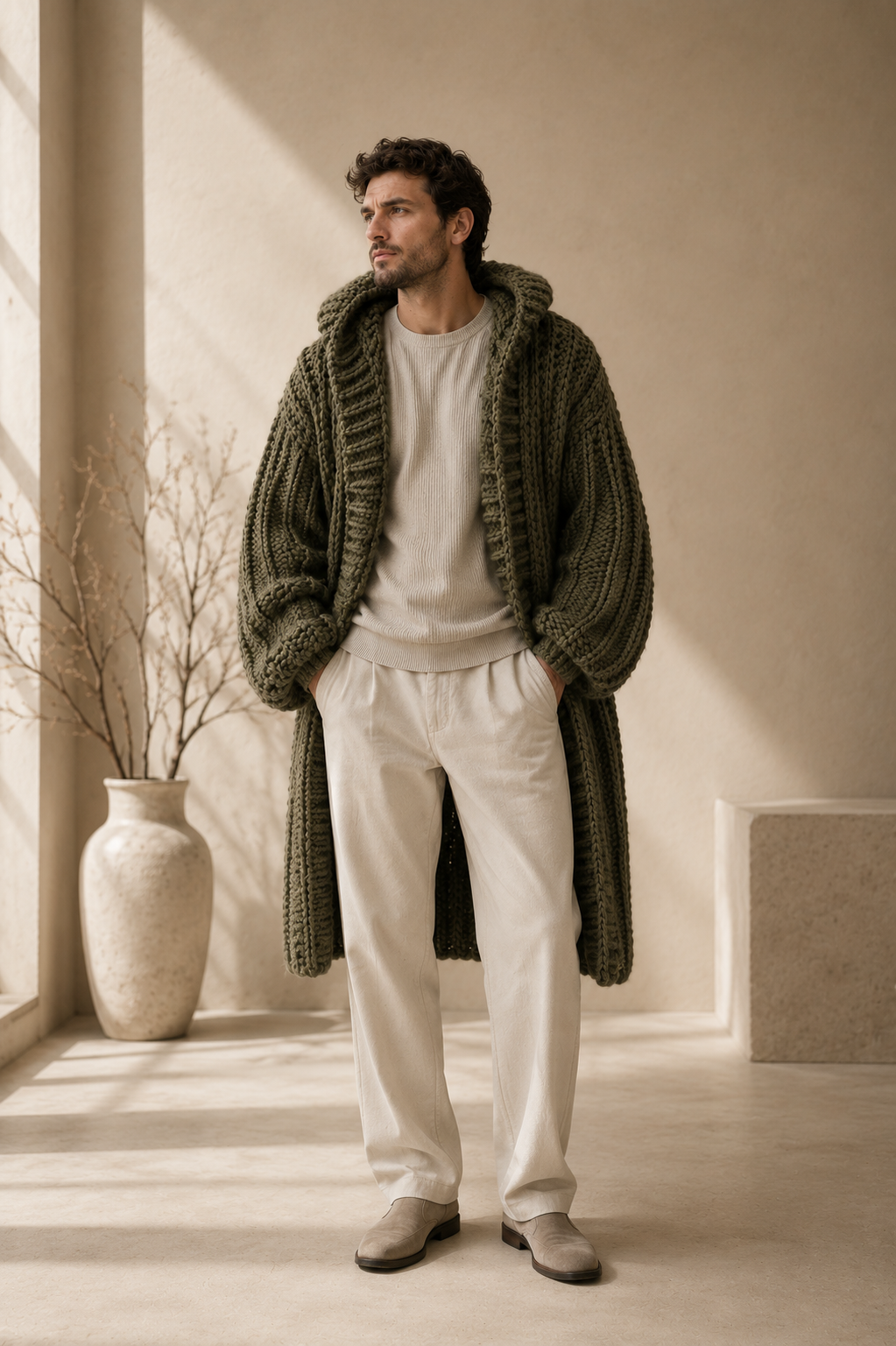 The Fifth Avenue Moss Olive
Handmade Luxury Maxi Cardigan