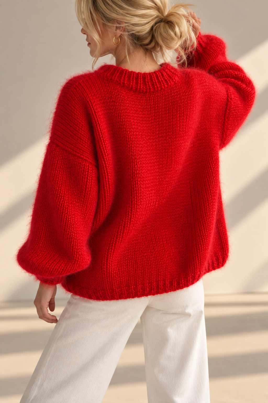 Red Oversized Knit Mohair Sweater
