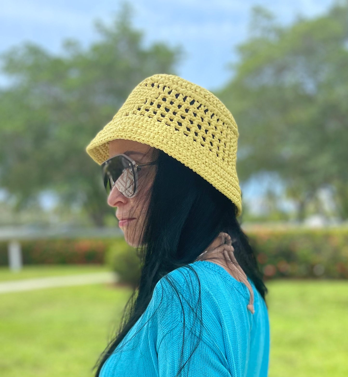 Trendy Yellow Raffia Bucket Hat