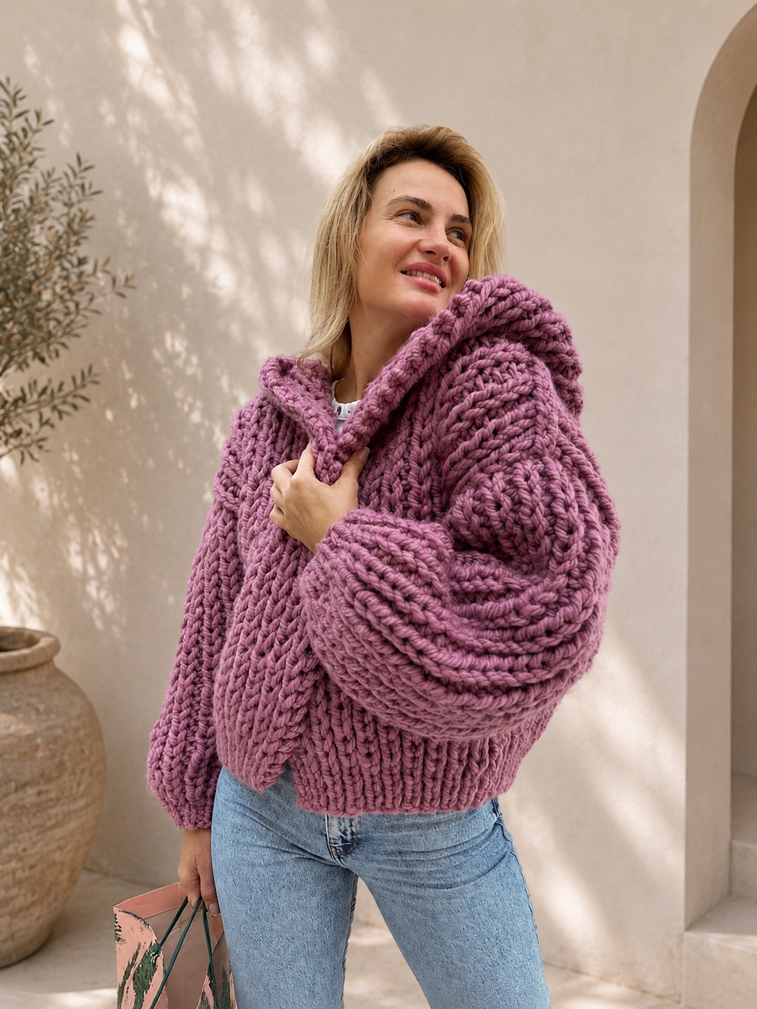 Asti Hooded Cardigan - Flamingo Pink