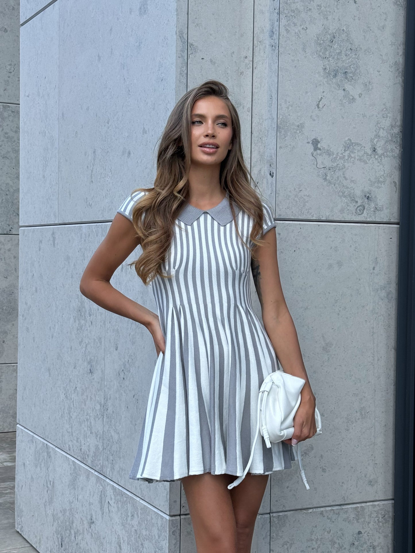 Retro Striped Cotton Mini Dress – | 100% Cotton | Modern Vintage Charm