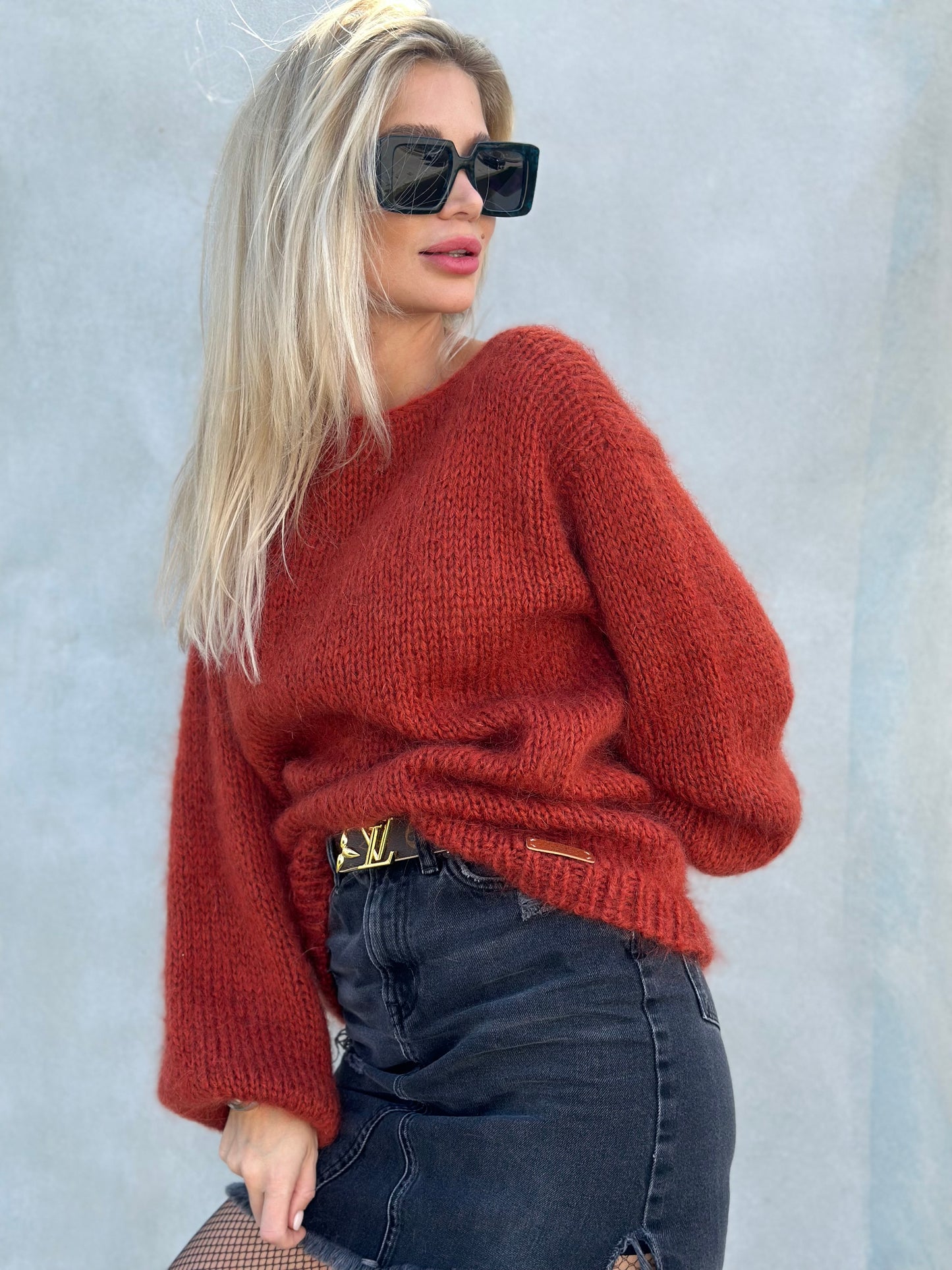 Women Sweater Mohair. Oversized Mohair Pullover. Hand Knitted Trendy Sweater