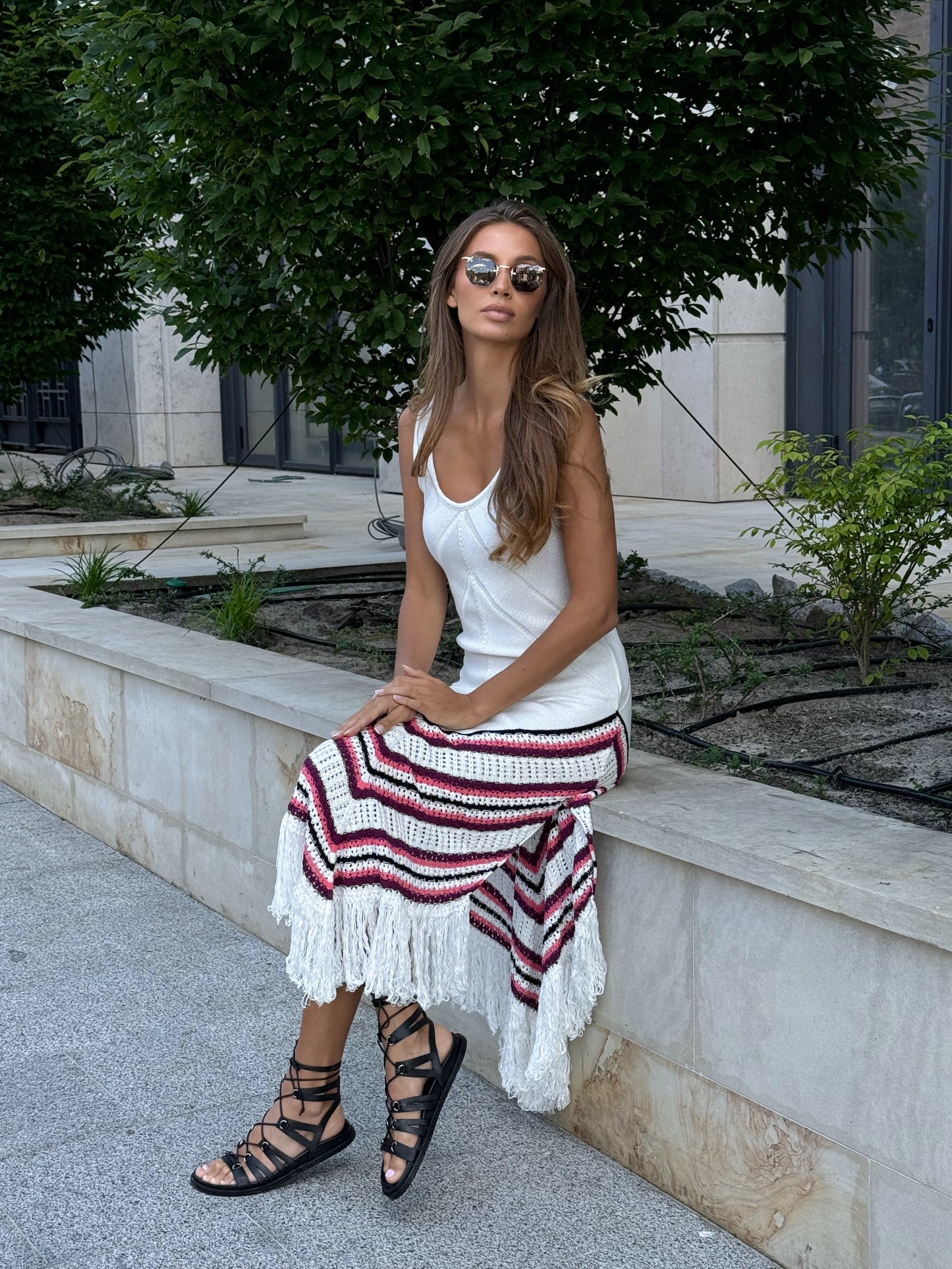 Boho Chic Fringe Cotton Dress – Natural 100% Cotton Summer Festival Look