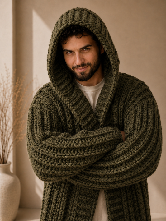 The Fifth Avenue Moss Olive
Handmade Luxury Maxi Cardigan