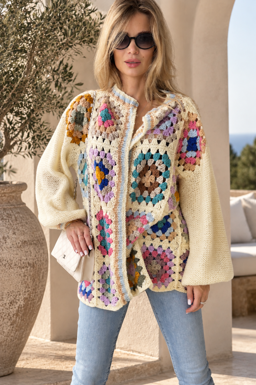 Handmade Granny Square Mohair Cardigan