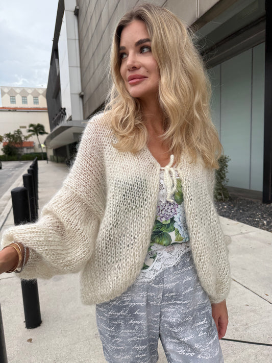 Reversible Mohair Tie Cardigan