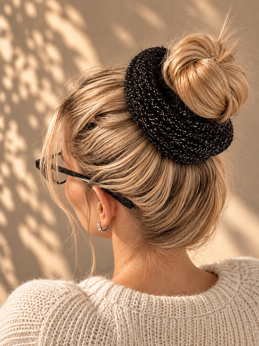 Alpaca Knit Scrunchie - Graphite Luxe With Metallic