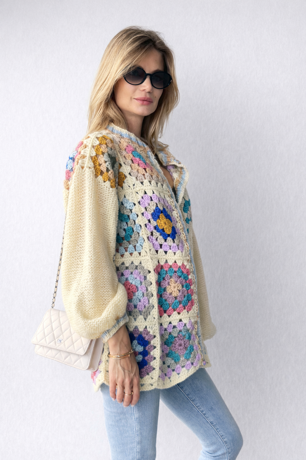 Trendy Grandma Square Style Women Cardigan