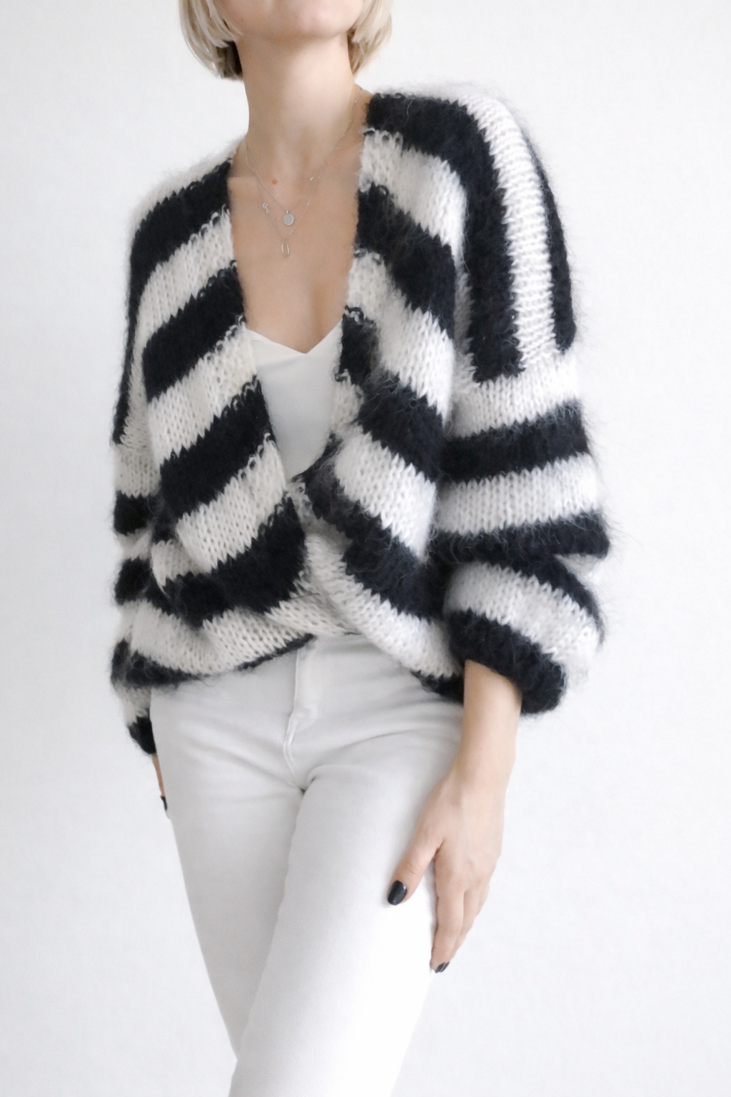 Stripe Mohair Cardigan – Cozy Luxury for Everyday Chic