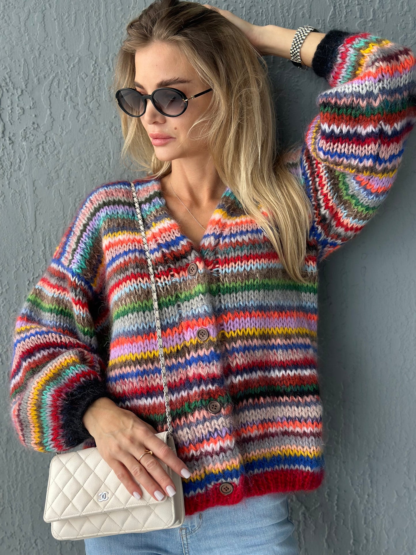Luxury “Mexican Stripe” Mohair Cardigan
