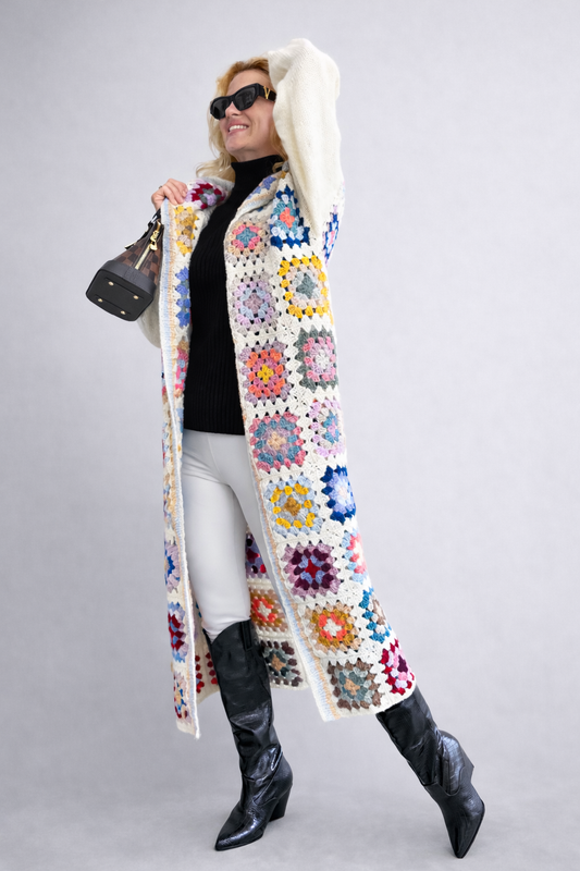 Granny Square Handmade Wool Cardigan