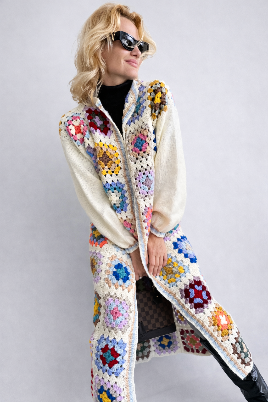 Granny Square Handmade Wool Cardigan