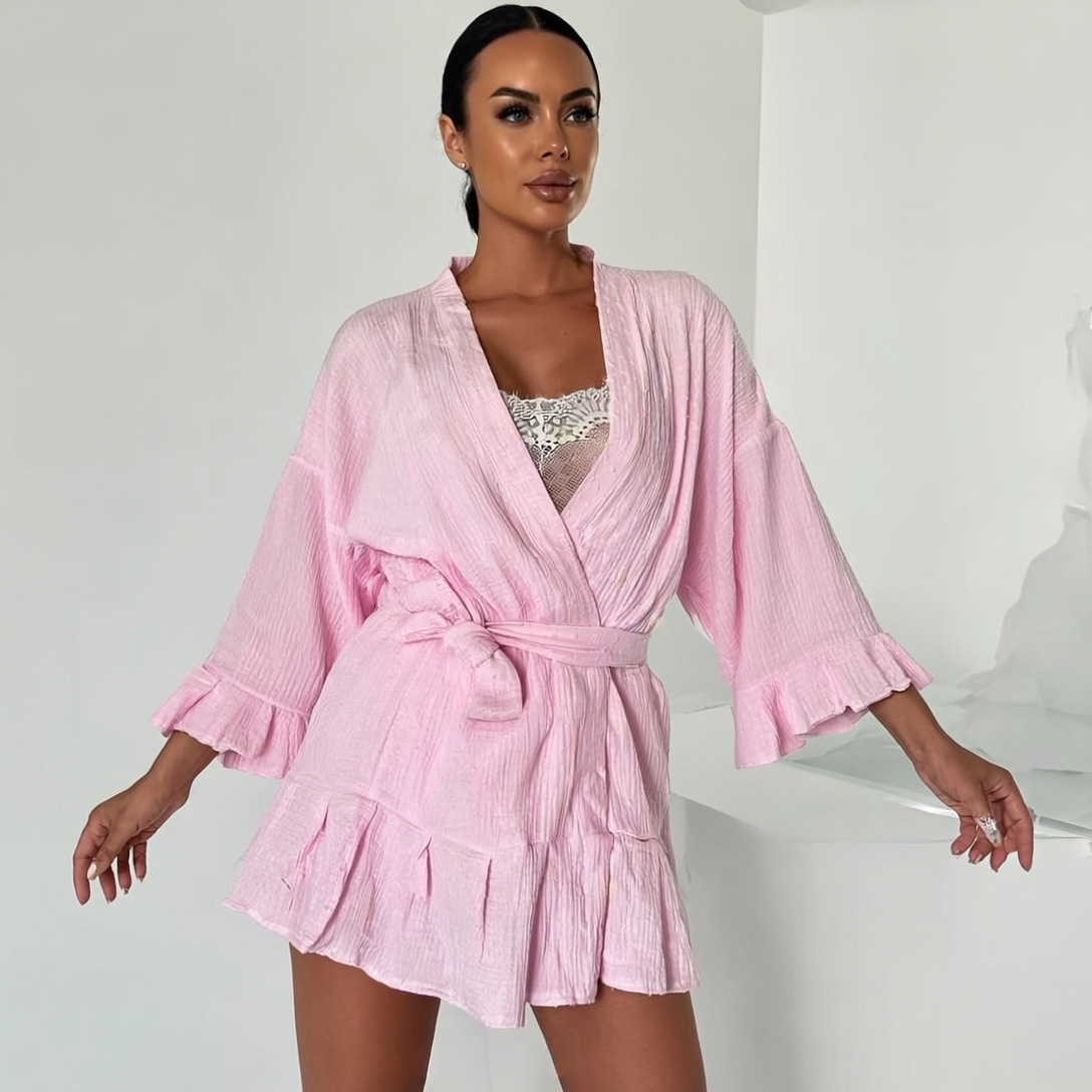 3 Pieces Pink 100% Cotton Pajamas Set