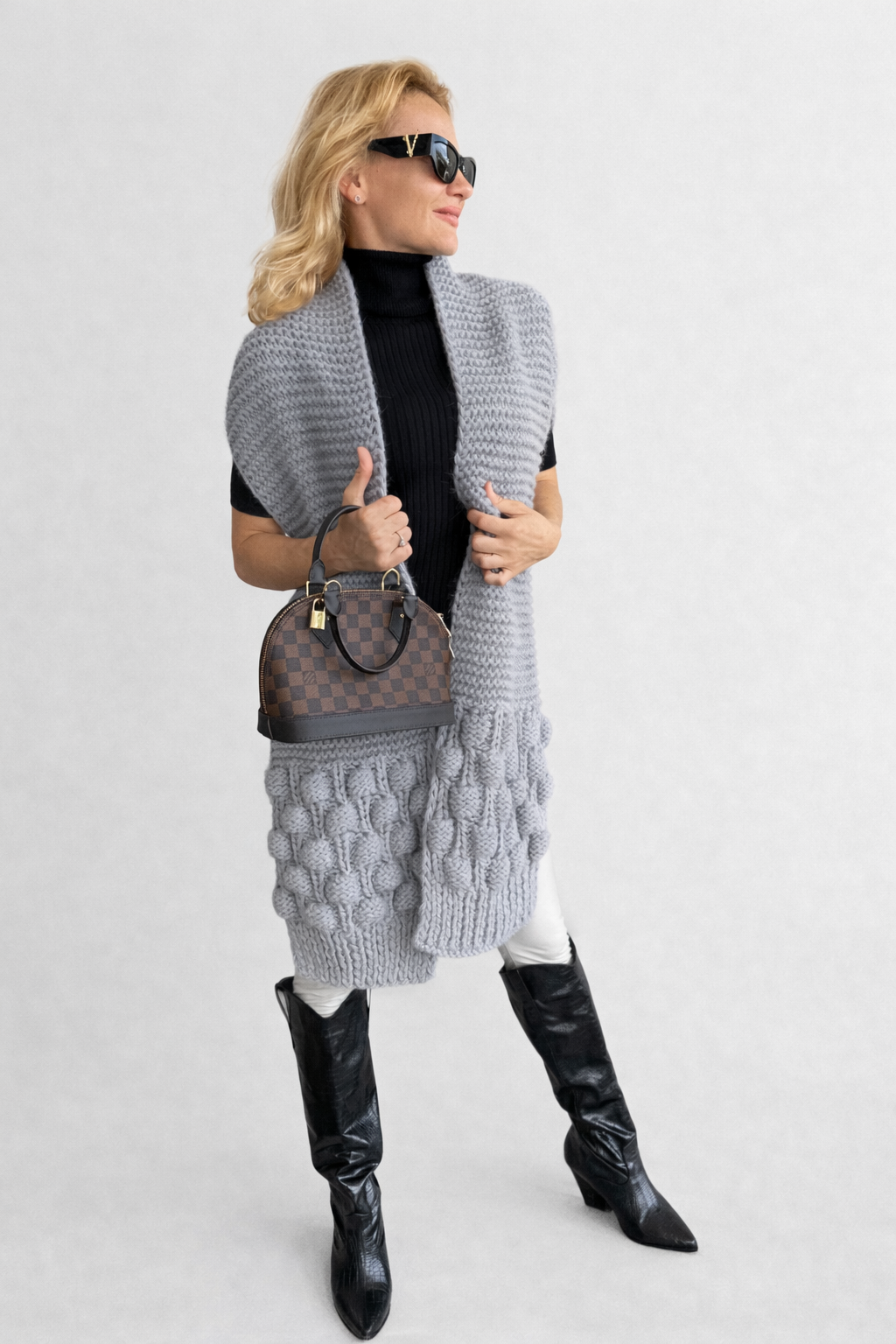 Handmade Oversized Light Gray Scarf
