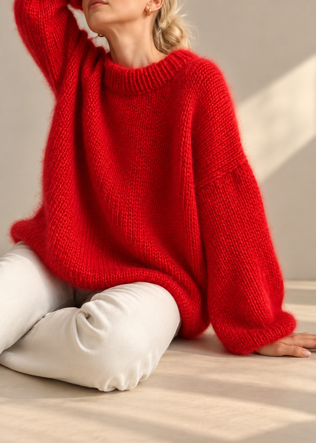 Red Oversized Knit Mohair Sweater