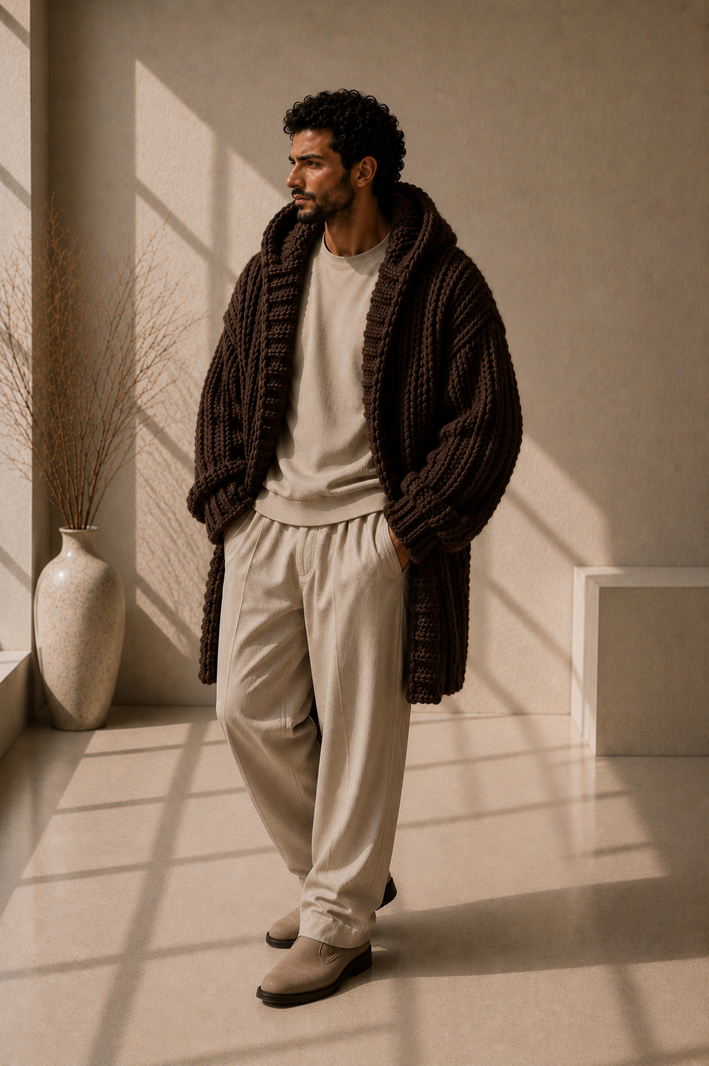 The Fifth Avenue Chocolate Truffle Handmade Luxury Maxi Cardigan