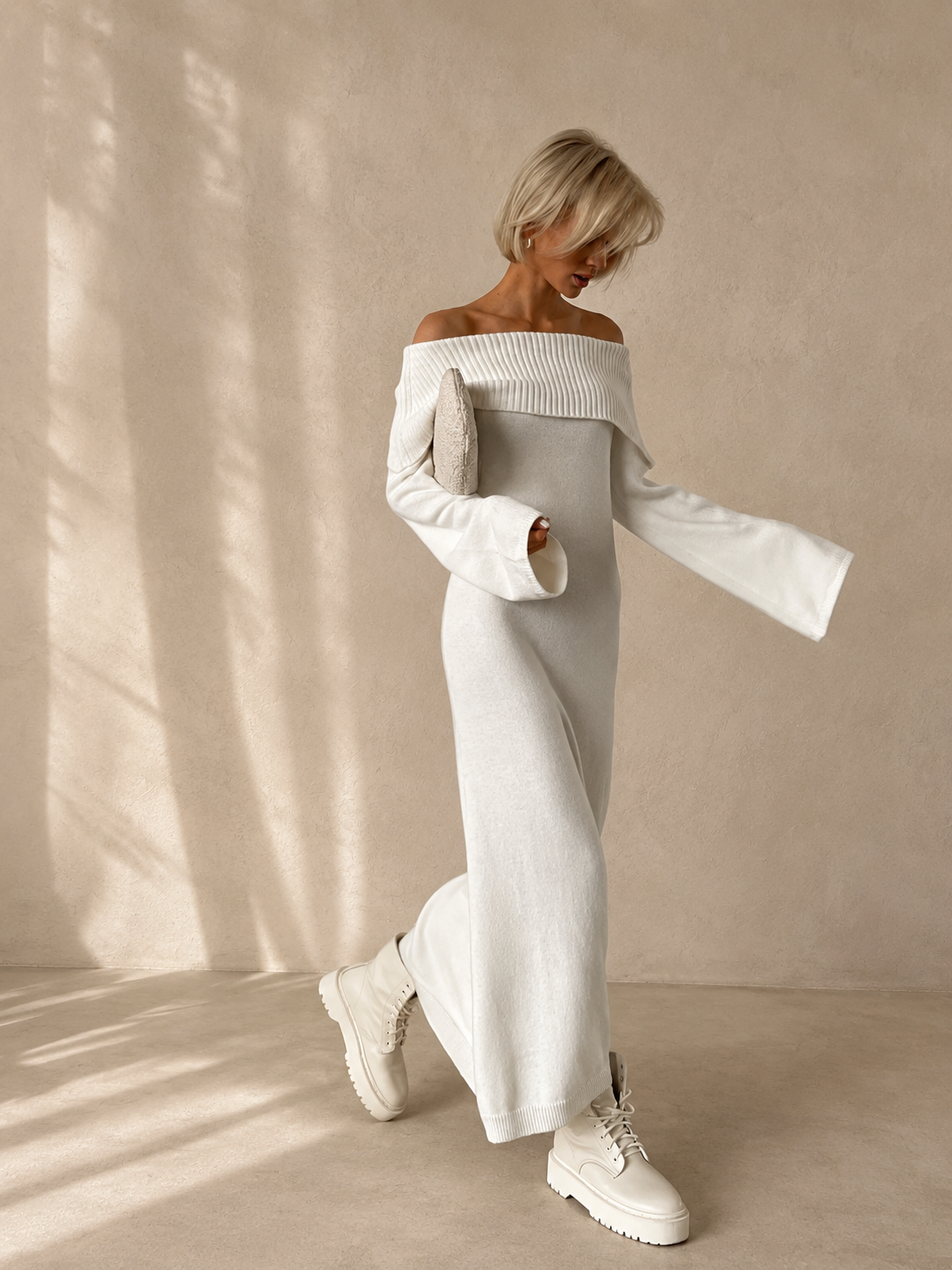 Livia Knit Dress – Milk White