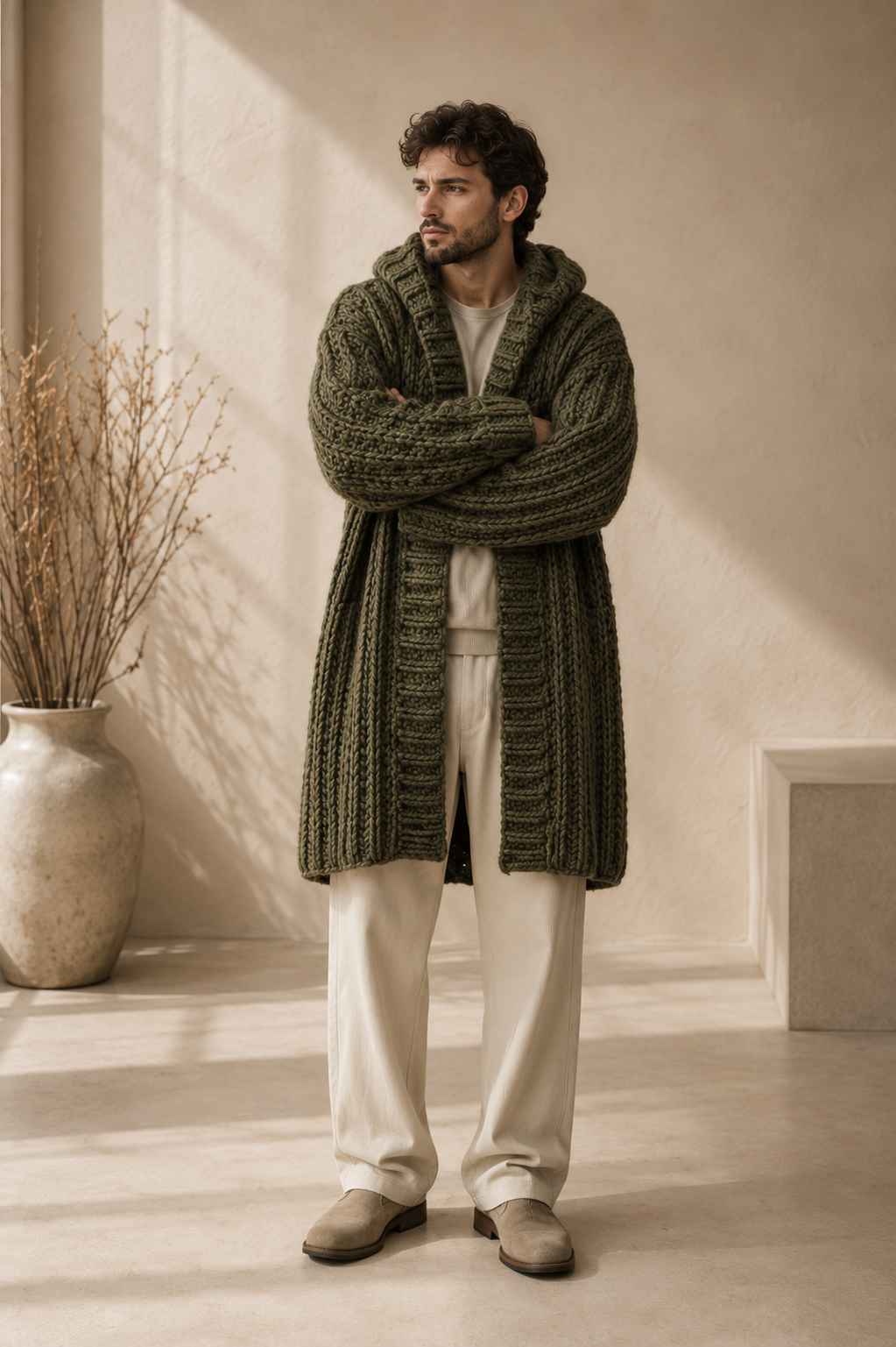 The Fifth Avenue Moss Olive
Handmade Luxury Maxi Cardigan