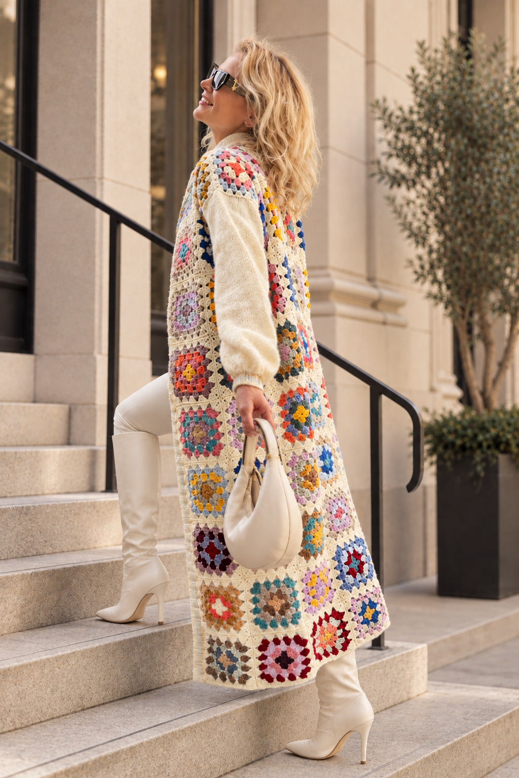 Grandma Square Wool Cardigan