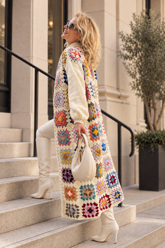 Grandma Square Wool Cardigan