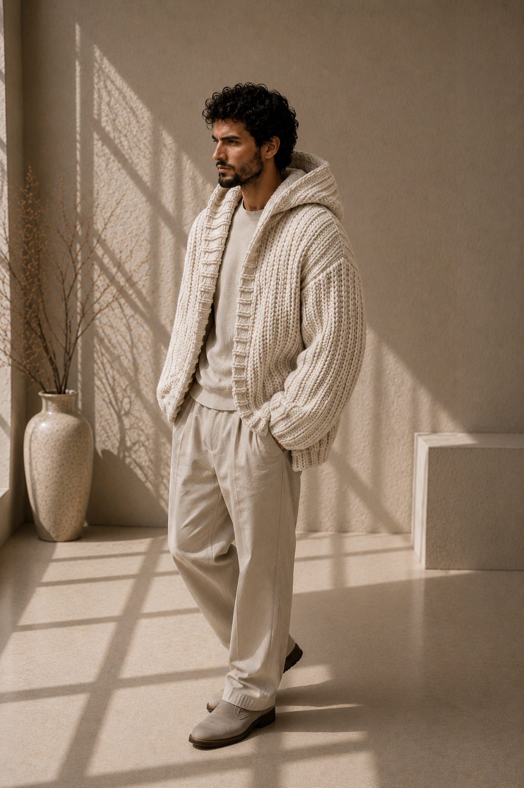The Hudson Hooded Oat Milk
Handmade Cardigan