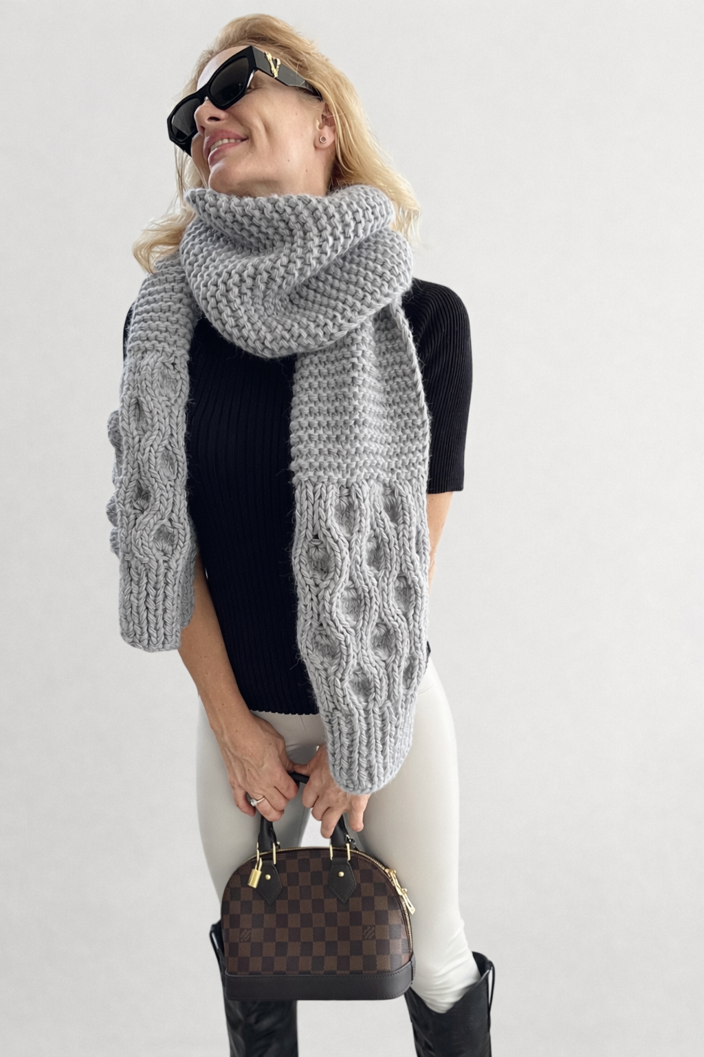 Handmade Oversized Light Gray Scarf