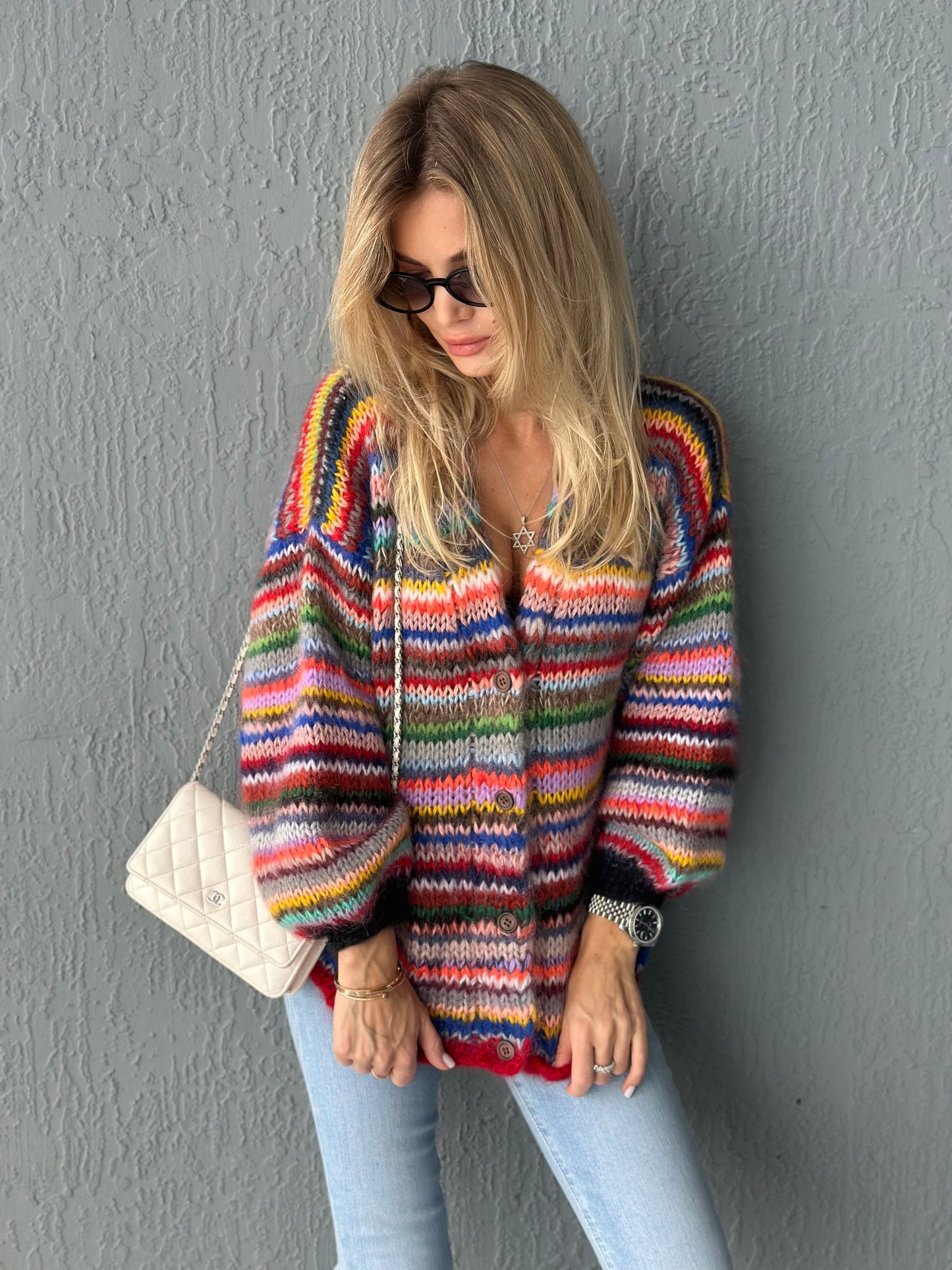 Luxury “Mexican Stripe” Mohair Cardigan