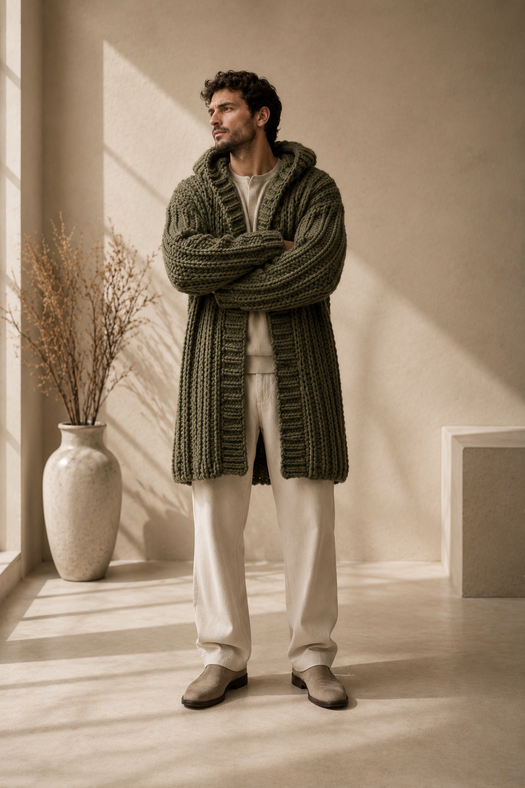 The Fifth Avenue Moss Olive
Handmade Luxury Maxi Cardigan