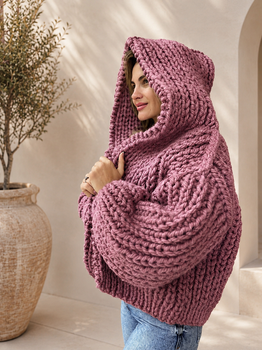 Asti Hooded Cardigan - Flamingo Pink