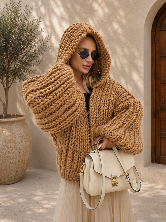 Asti Hooded Cardigan - Caramel