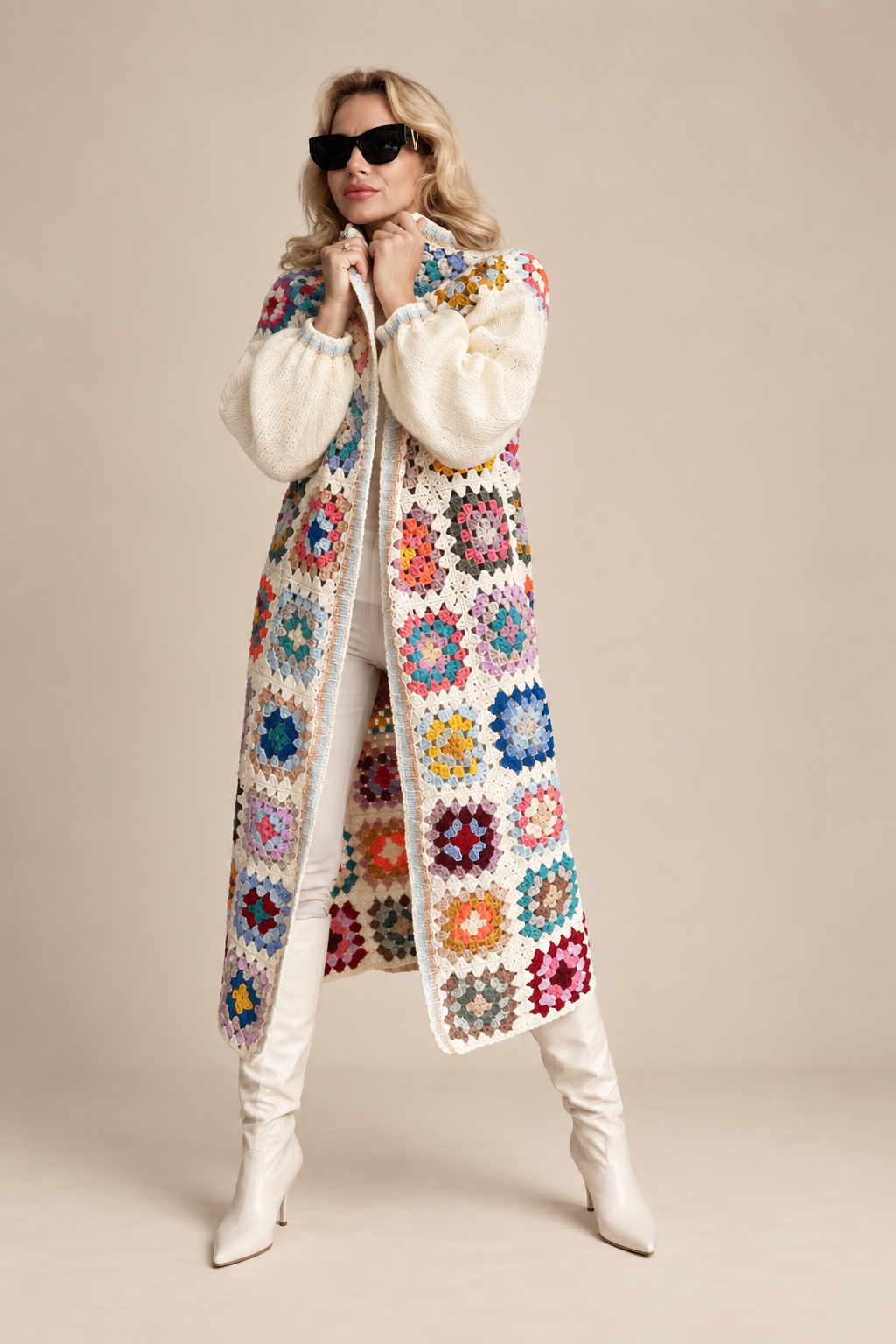 Grandma Square Wool Cardigan